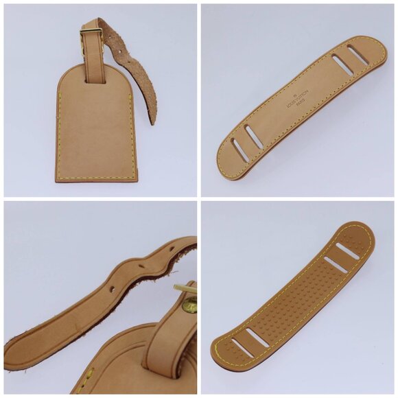 LOUIS VUITTON Powanie Name Tag Shoulder Strap Leather Set Beige - Picture 16 of 16